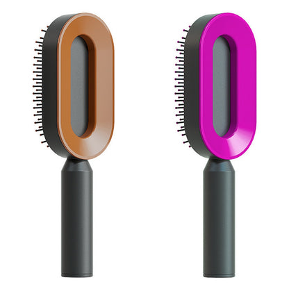 Self Cleaning Hair Brush For Women One-key Cleaning Hair Loss Airbag Massage Scalp Comb Anti-Static Hairbrush - Inas