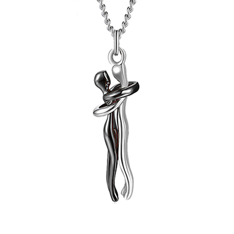 Love Hug Necklace Unisex Men Women Couple Jewelry Simple Temperament Clavicle Chain Valentines Day Lover Gift - Inas