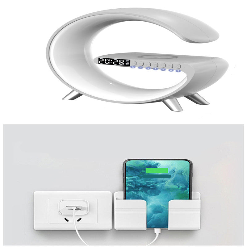New Intelligent G Shaped LED Lamp Bluetooth Speake Wireless Charger Atmosphere Lamp App Control For Bedroom Home Decor - Inas