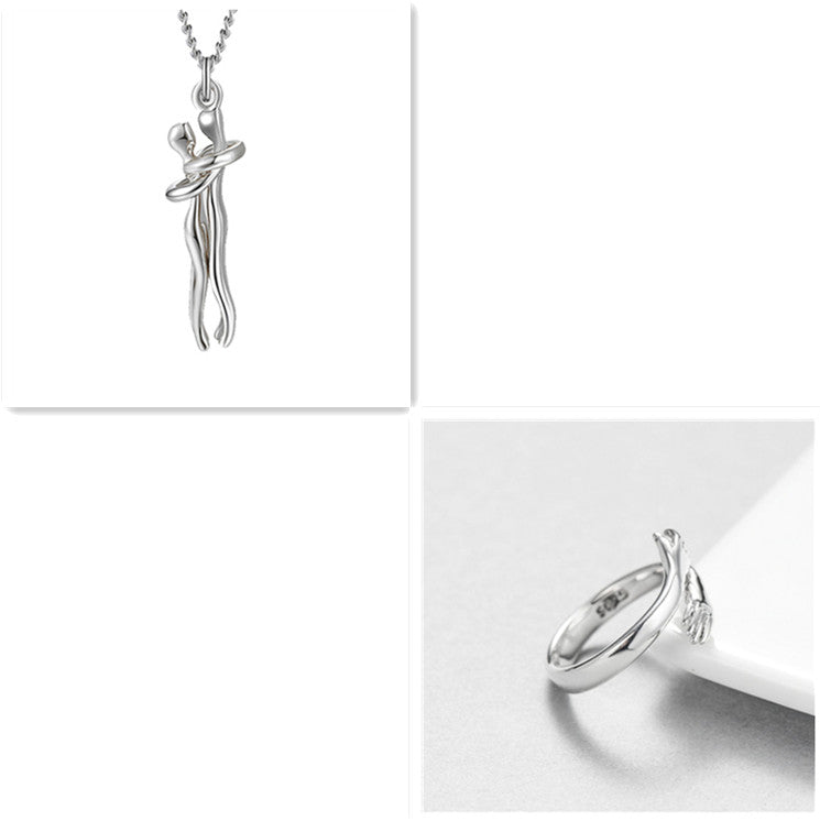 Love Hug Necklace Unisex Men Women Couple Jewelry Simple Temperament Clavicle Chain Valentines Day Lover Gift - Inas