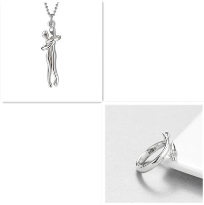 Love Hug Necklace Unisex Men Women Couple Jewelry Simple Temperament Clavicle Chain Valentines Day Lover Gift - Inas