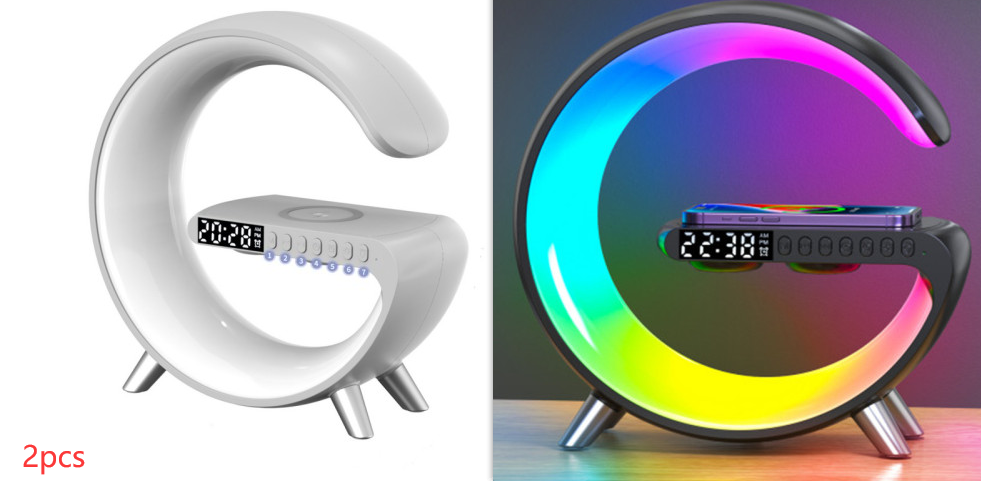 New Intelligent G Shaped LED Lamp Bluetooth Speake Wireless Charger Atmosphere Lamp App Control For Bedroom Home Decor - Inas