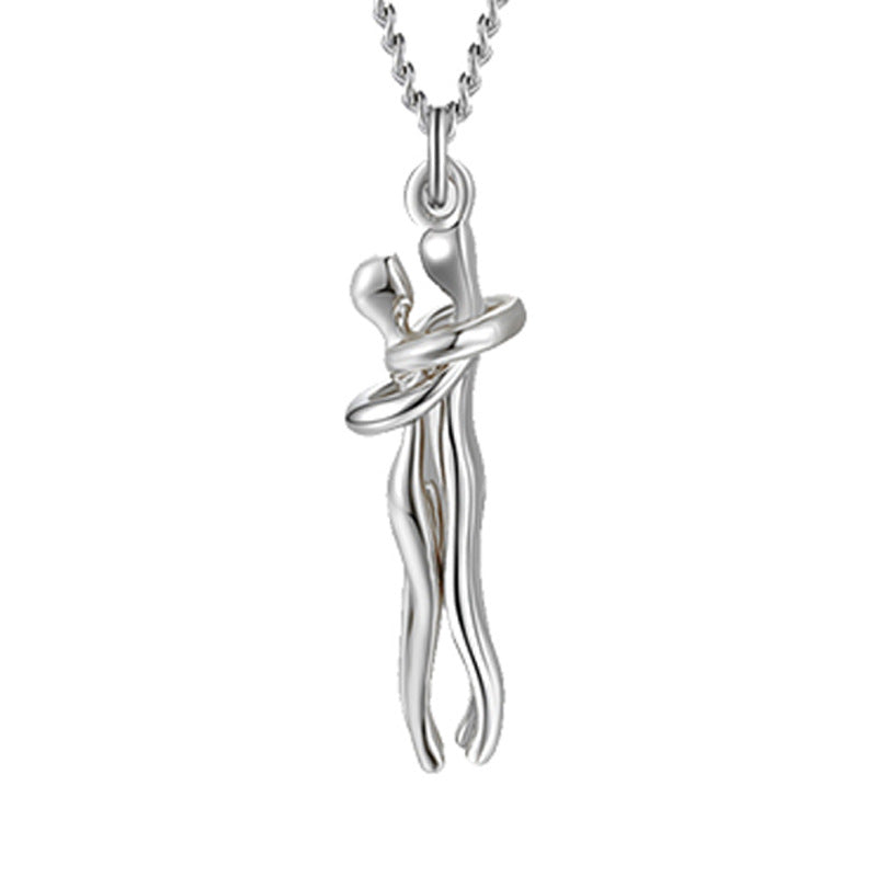 Love Hug Necklace Unisex Men Women Couple Jewelry Simple Temperament Clavicle Chain Valentines Day Lover Gift - Inas