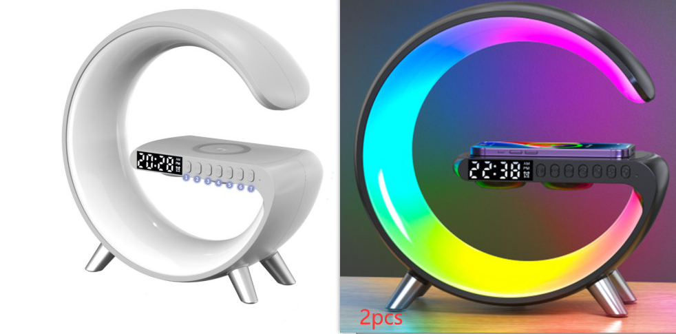New Intelligent G Shaped LED Lamp Bluetooth Speake Wireless Charger Atmosphere Lamp App Control For Bedroom Home Decor - Inas