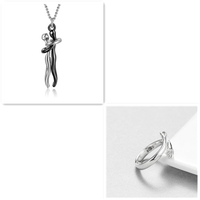 Love Hug Necklace Unisex Men Women Couple Jewelry Simple Temperament Clavicle Chain Valentines Day Lover Gift - Inas