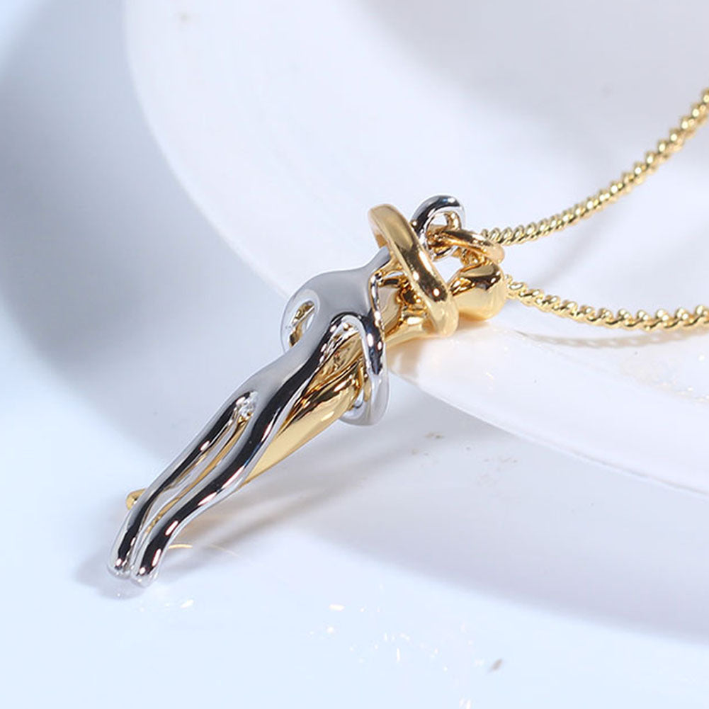 Love Hug Necklace Unisex Men Women Couple Jewelry Simple Temperament Clavicle Chain Valentines Day Lover Gift - Inas