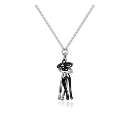 Love Hug Necklace Unisex Men Women Couple Jewelry Simple Temperament Clavicle Chain Valentines Day Lover Gift - Inas