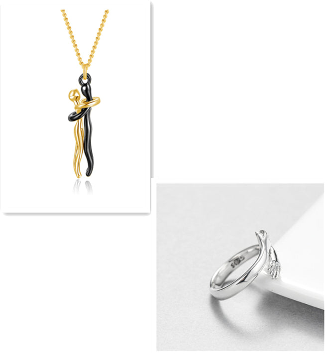 Love Hug Necklace Unisex Men Women Couple Jewelry Simple Temperament Clavicle Chain Valentines Day Lover Gift - Inas