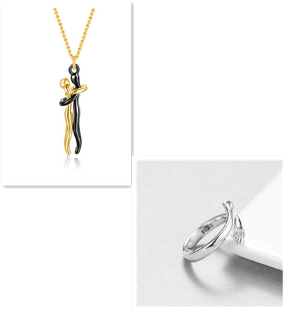 Love Hug Necklace Unisex Men Women Couple Jewelry Simple Temperament Clavicle Chain Valentines Day Lover Gift - Inas