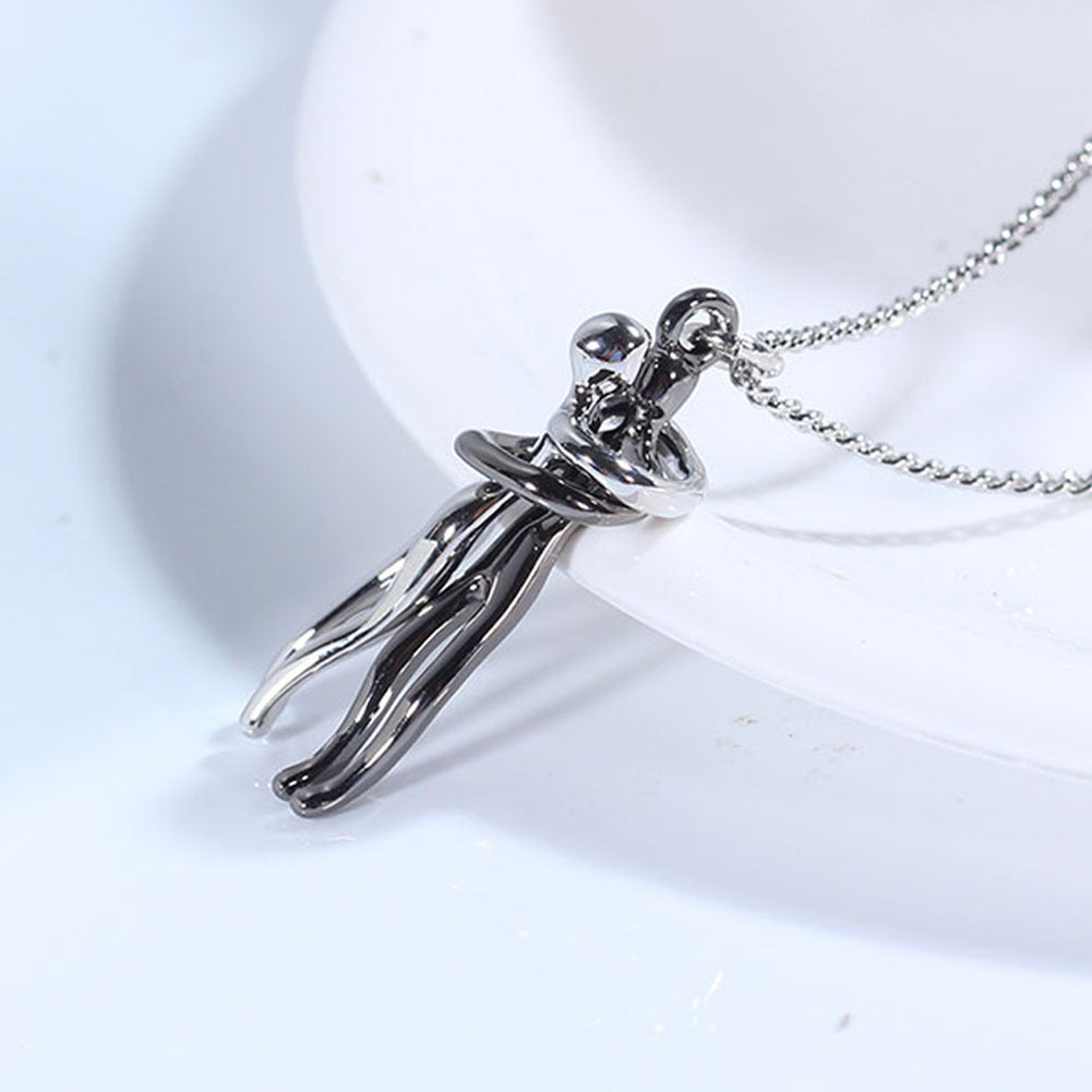 Love Hug Necklace Unisex Men Women Couple Jewelry Simple Temperament Clavicle Chain Valentines Day Lover Gift - Inas
