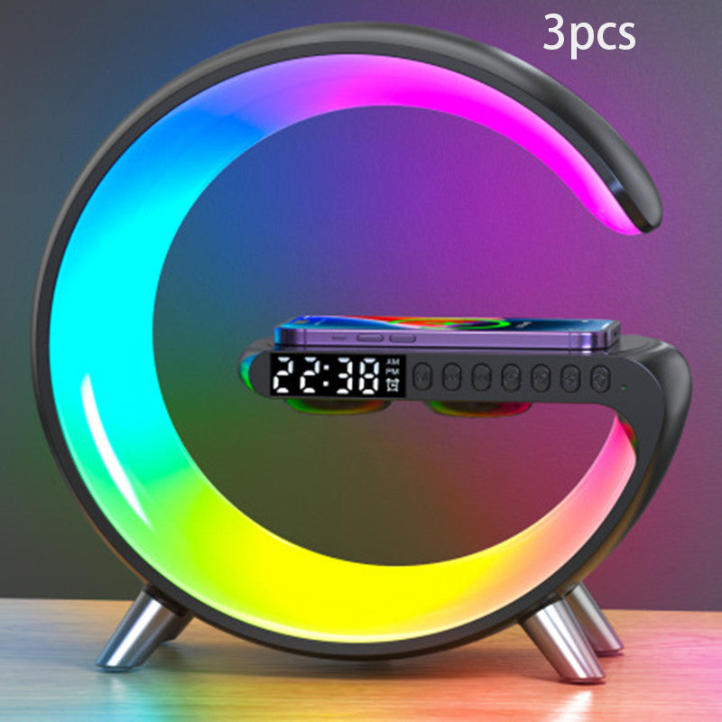 New Intelligent G Shaped LED Lamp Bluetooth Speake Wireless Charger Atmosphere Lamp App Control For Bedroom Home Decor - Inas
