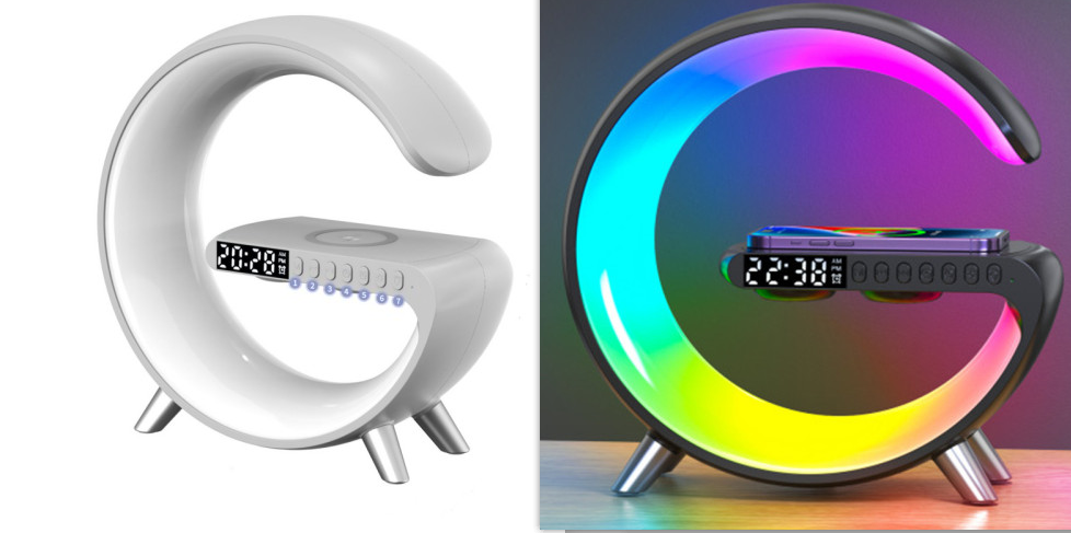 New Intelligent G Shaped LED Lamp Bluetooth Speake Wireless Charger Atmosphere Lamp App Control For Bedroom Home Decor - Inas