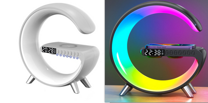 New Intelligent G Shaped LED Lamp Bluetooth Speake Wireless Charger Atmosphere Lamp App Control For Bedroom Home Decor - Inas