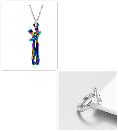 Love Hug Necklace Unisex Men Women Couple Jewelry Simple Temperament Clavicle Chain Valentines Day Lover Gift - Inas