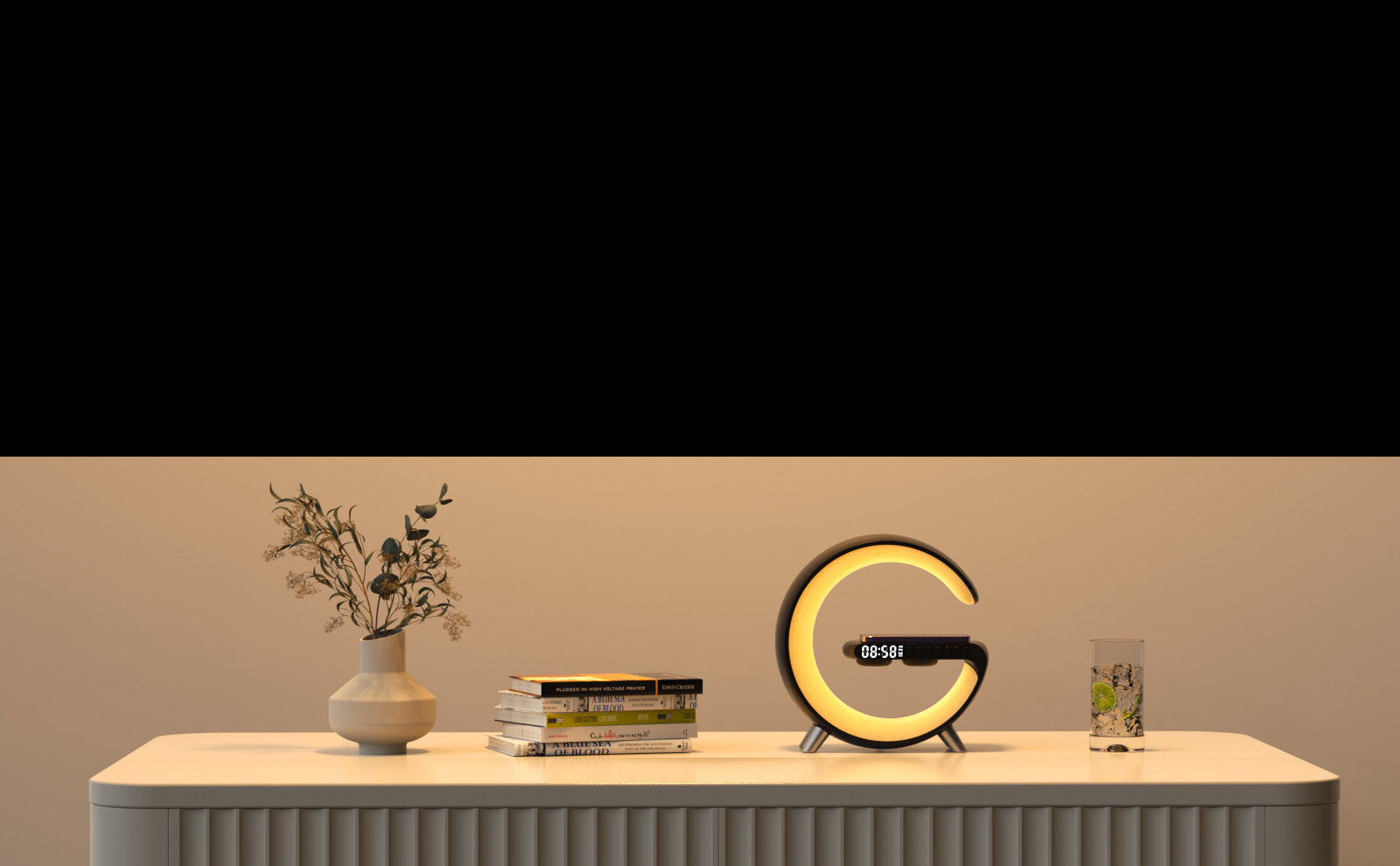 New Intelligent G Shaped LED Lamp Bluetooth Speake Wireless Charger Atmosphere Lamp App Control For Bedroom Home Decor - Inas