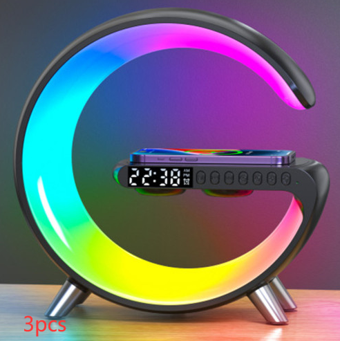 New Intelligent G Shaped LED Lamp Bluetooth Speake Wireless Charger Atmosphere Lamp App Control For Bedroom Home Decor - Inas