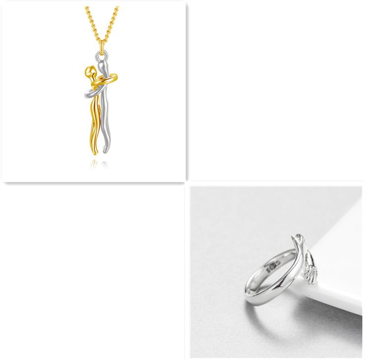 Love Hug Necklace Unisex Men Women Couple Jewelry Simple Temperament Clavicle Chain Valentines Day Lover Gift - Inas