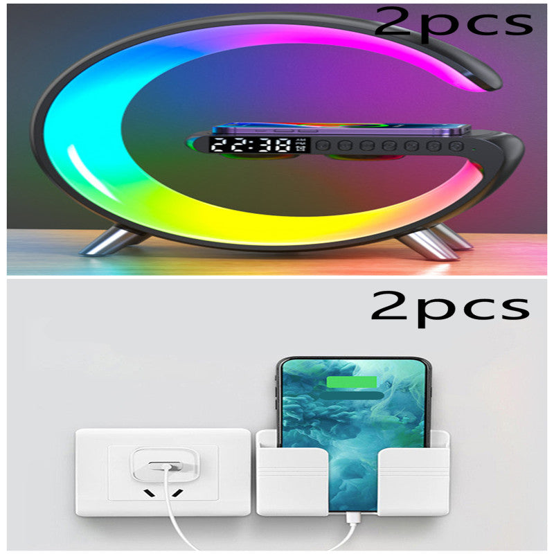 New Intelligent G Shaped LED Lamp Bluetooth Speake Wireless Charger Atmosphere Lamp App Control For Bedroom Home Decor - Inas