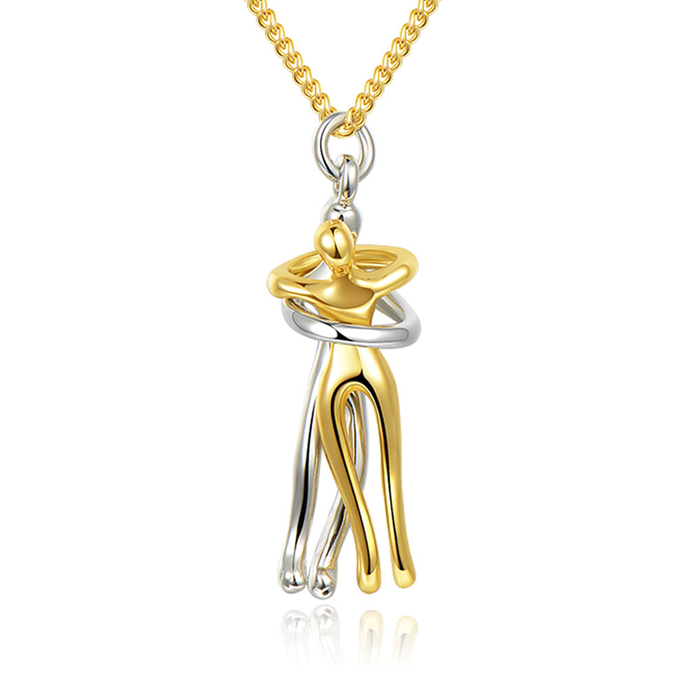 Love Hug Necklace Unisex Men Women Couple Jewelry Simple Temperament Clavicle Chain Valentines Day Lover Gift - Inas