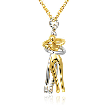 Love Hug Necklace Unisex Men Women Couple Jewelry Simple Temperament Clavicle Chain Valentines Day Lover Gift - Inas