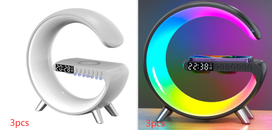 New Intelligent G Shaped LED Lamp Bluetooth Speake Wireless Charger Atmosphere Lamp App Control For Bedroom Home Decor - Inas