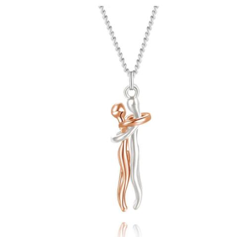 Love Hug Necklace Unisex Men Women Couple Jewelry Simple Temperament Clavicle Chain Valentines Day Lover Gift - Inas