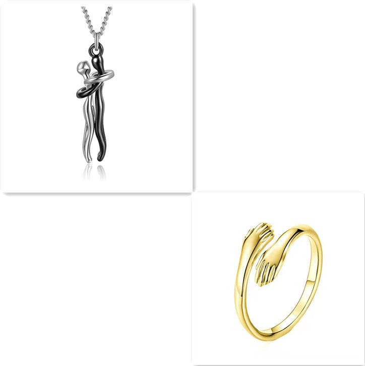 Love Hug Necklace Unisex Men Women Couple Jewelry Simple Temperament Clavicle Chain Valentines Day Lover Gift - Inas