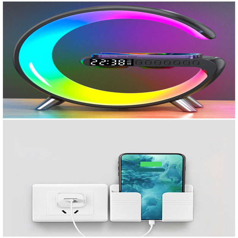 New Intelligent G Shaped LED Lamp Bluetooth Speake Wireless Charger Atmosphere Lamp App Control For Bedroom Home Decor - Inas