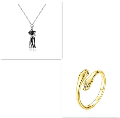 Love Hug Necklace Unisex Men Women Couple Jewelry Simple Temperament Clavicle Chain Valentines Day Lover Gift - Inas