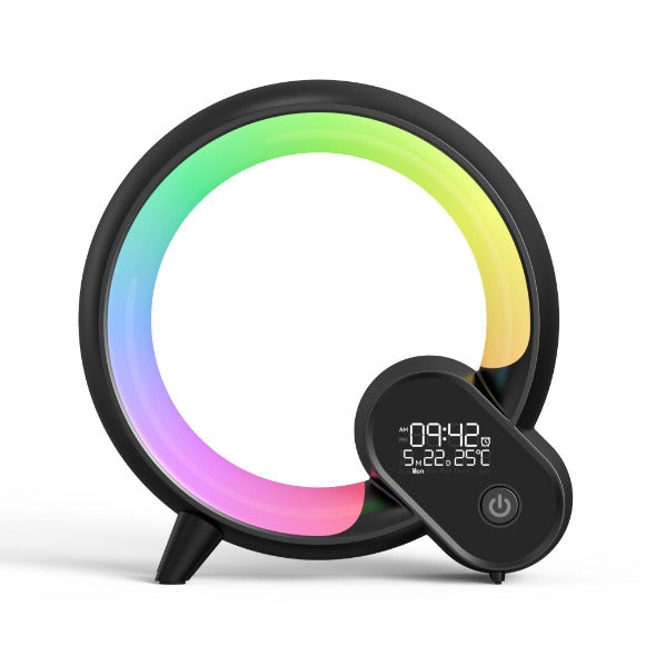 Creative Q Light Analog Sunrise Digital Display Alarm Clock Bluetooth Audio Intelligent Wake-up Q Colorful Atmosphere Light - Inas