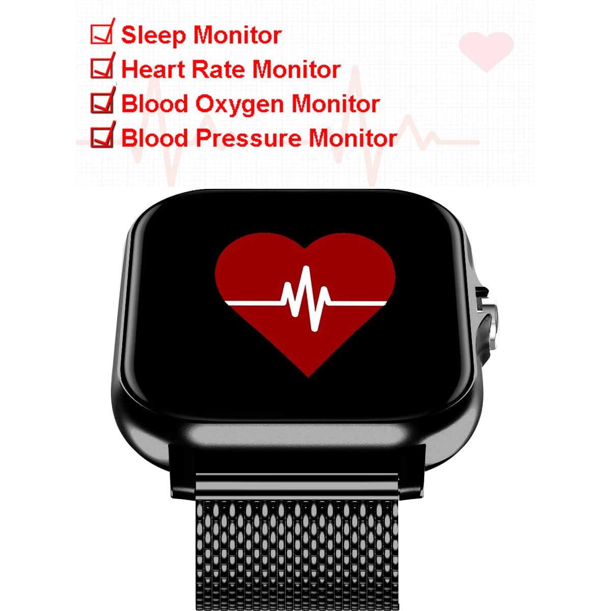 Square Smart Watch Women Men Smartwatch Touch Dial Call Music Smartclock For Android IOS Fitness Tracker Sport Smart-watch - Inas