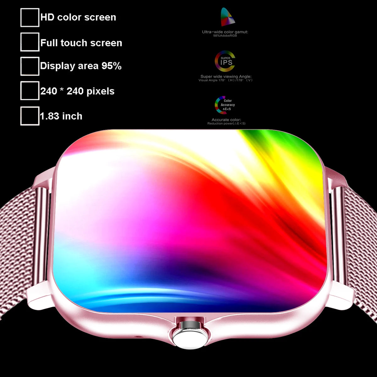 Square Smart Watch Women Men Smartwatch Touch Dial Call Music Smartclock For Android IOS Fitness Tracker Sport Smart-watch - Inas