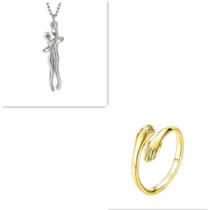 Love Hug Necklace Unisex Men Women Couple Jewelry Simple Temperament Clavicle Chain Valentines Day Lover Gift - Inas