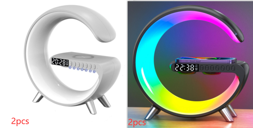 New Intelligent G Shaped LED Lamp Bluetooth Speake Wireless Charger Atmosphere Lamp App Control For Bedroom Home Decor - Inas