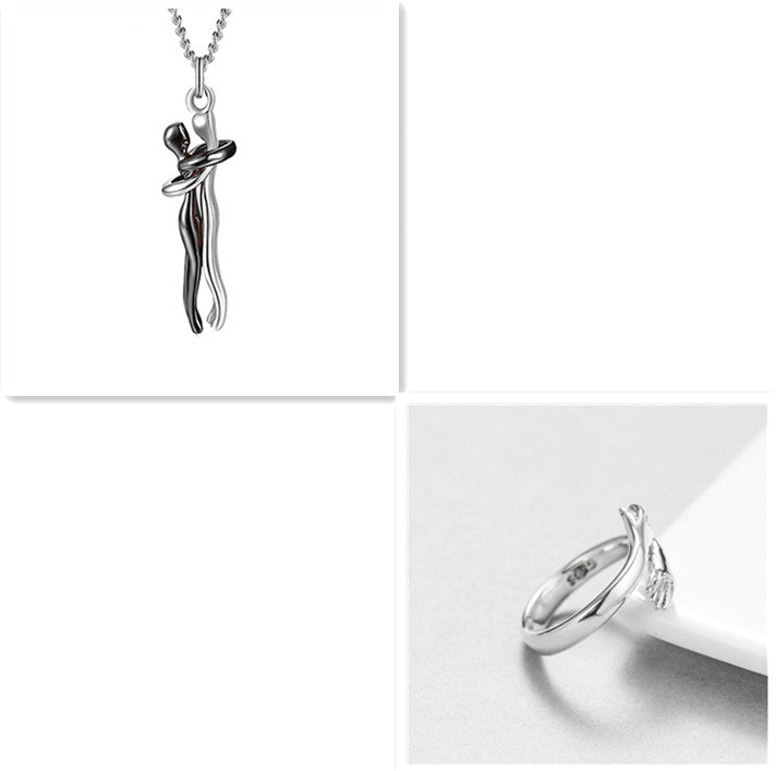 Love Hug Necklace Unisex Men Women Couple Jewelry Simple Temperament Clavicle Chain Valentines Day Lover Gift - Inas