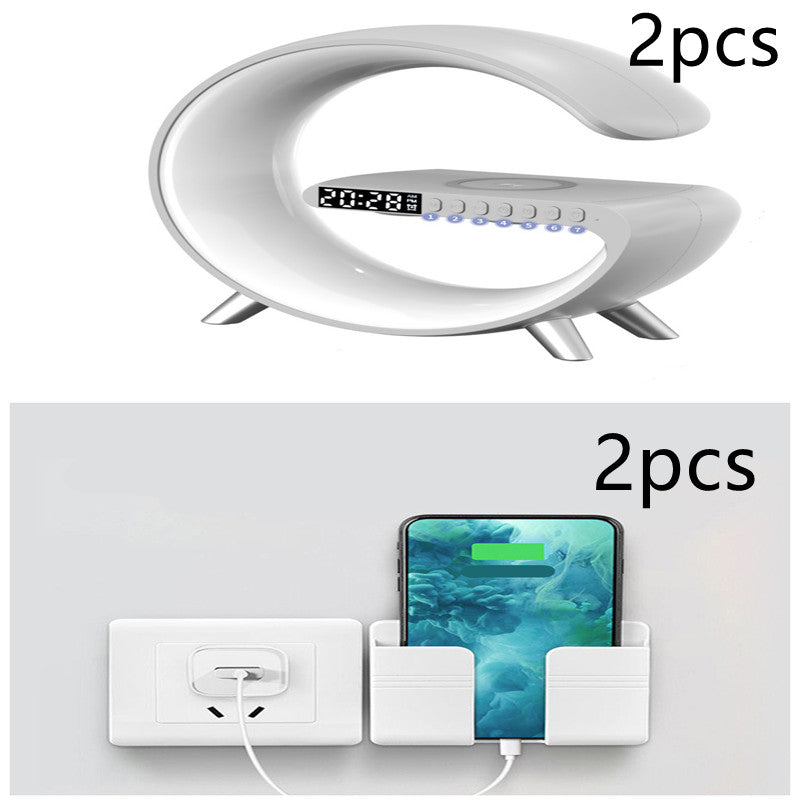 New Intelligent G Shaped LED Lamp Bluetooth Speake Wireless Charger Atmosphere Lamp App Control For Bedroom Home Decor - Inas