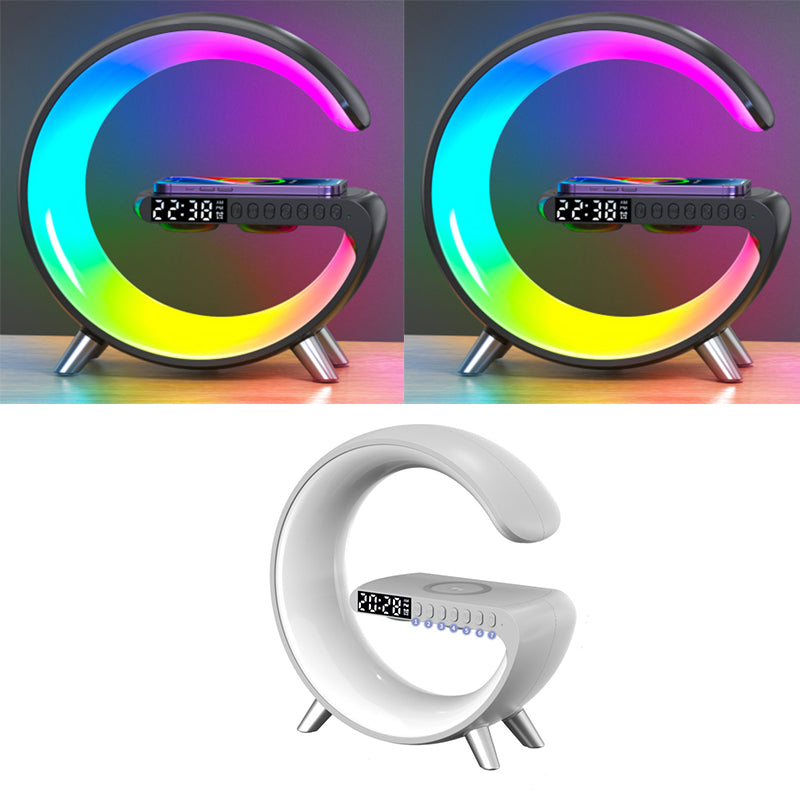 New Intelligent G Shaped LED Lamp Bluetooth Speake Wireless Charger Atmosphere Lamp App Control For Bedroom Home Decor - Inas